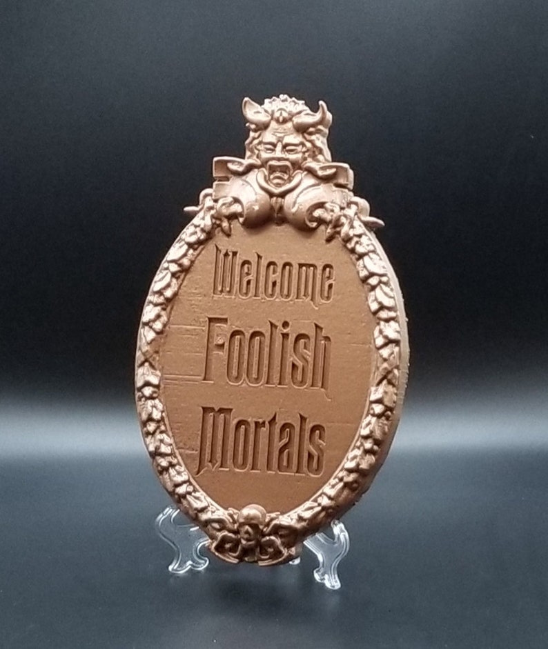 Haunted Mansion Welcome Foolish Mortals Inspired Prop Sign / Plaque Replica Welcome Disney Prop Inspired Replica Bronze Shade image 2