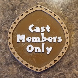 Circular Polynesian Themed Cast Members Only Sign / Plaque image 4