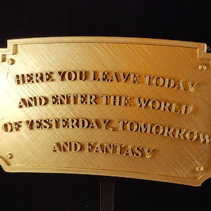 Main Street Entranceway Welcome Plaque DL Inspired Sign - Gold Shade ( Disney Home Decor Inspired Prop Replica )