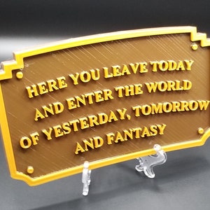 Here You Leave Today Disneyland-Eingangsschild Dual-Braun/Gold-Farbe Disney-Prop-inspirierte Nachbildung Bild 6