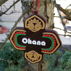 Polynesian Ohana Themed Christmas Ornament ( Disney Tiki Polynesia Resort / Park Prop Inspired Replica )