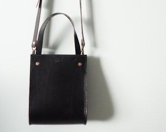 Imani in Black > Tear Drop Bag > English Bridle Bag > Crossbody Bag > Hand Stitched Bag > Removable Crossbody Strap > Leather Handbag