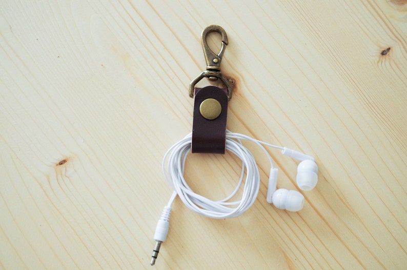 Swivel Snap Cord Clip in Dark Brown Add Key Ring Solid Brass Hardware Solid Iron Key Ring Wickett /& Craig English Bridle Leather