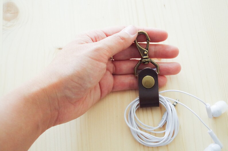 Swivel Snap Cord Clip in Dark Brown Add Key Ring Solid Brass Hardware Solid Iron Key Ring Wickett /& Craig English Bridle Leather