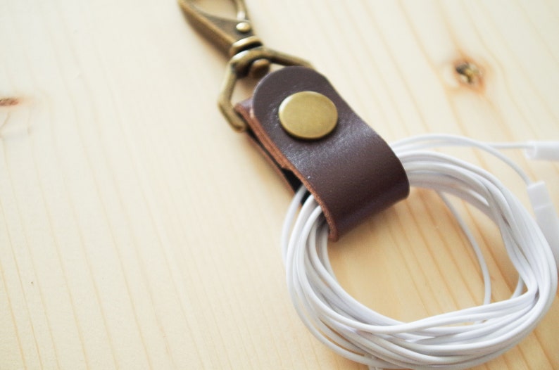 Swivel Snap Cord Clip in Dark Brown Add Key Ring Solid Brass Hardware Solid Iron Key Ring Wickett /& Craig English Bridle Leather