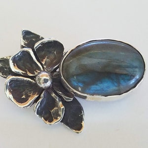 Flower Labradorite Brooch