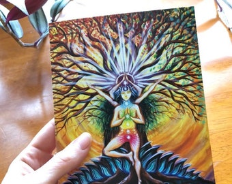 Tree Pose Wisdom Greeting Card: Inspirational Yoga Art (5x7)