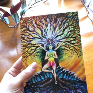 5x7 Card- Tree Pose Wisdom/Tarjeta de felicitación/Tarjeta bancaria/