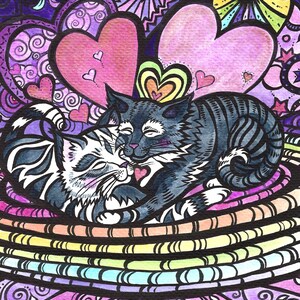 Printable Card, Digital/Downloadable Kitty Lovers Card, Valentines Day Card, Greeting card, gift, hearts, cats, Easy Last Minute Idea
