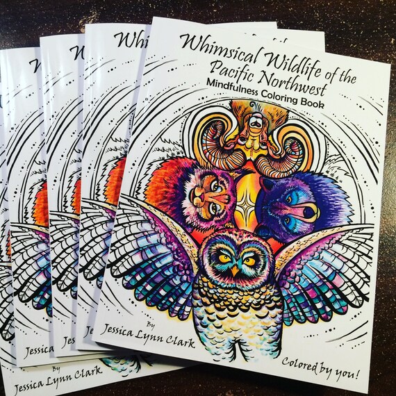 Mindfulness Coloring Book Whimsical Wildlife of the Pacific Northwest / Adult  Coloring Book/ Kids Activity Books/ Kids Coloring Book/animal 