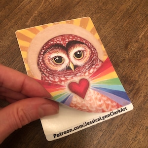 Spotted Owl Heart Light - autocollant laminé