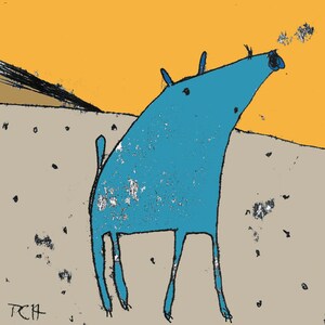 Pig print, cartoon animal, art for kids, dog print, desert art, wild dog, wild hog, cute animal, art for animal lover, wildlife art, nursery
