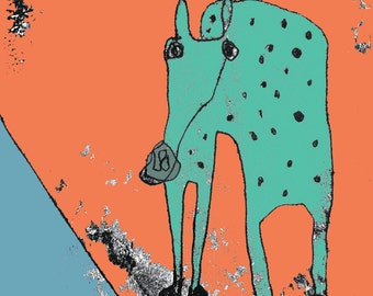Horse print, horse image, gift for horse lover, horse art, nursery art, horse theme, horse decor, cartoon horse, wacky horse, mare, pony