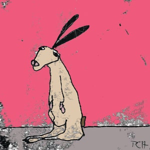 Rabbit print, rabbit lover gift, cute bunny, cartoon rabbit, rabbit drawing, rabbit with big ears, nursery art, animal art, pet rabbit