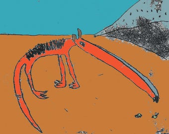 Ameisenbär-Druck, Ameisenbär-Kunst, Wüstenkunst, Ameisenbär-Zeichnung, Kinderzimmer-Dekor, Wildtier-Thema, Druck für Tierliebhaber, langnasiges Tier