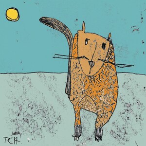Ginger cat print, gift for cat lover, cute pussycat, cat drawing,tomcat, cats whiskers, ginger cat theme, art for cat lover, nursery art