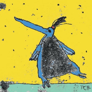 Penguin print, penguin illustration, penguin art, king penguin, penguin drawing, penguin cartoon, penguin theme, dancing penguin,nursery art