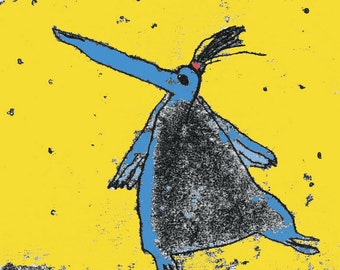 Penguin print, penguin illustration, penguin art, king penguin, penguin drawing, penguin cartoon, penguin theme, dancing penguin,nursery art