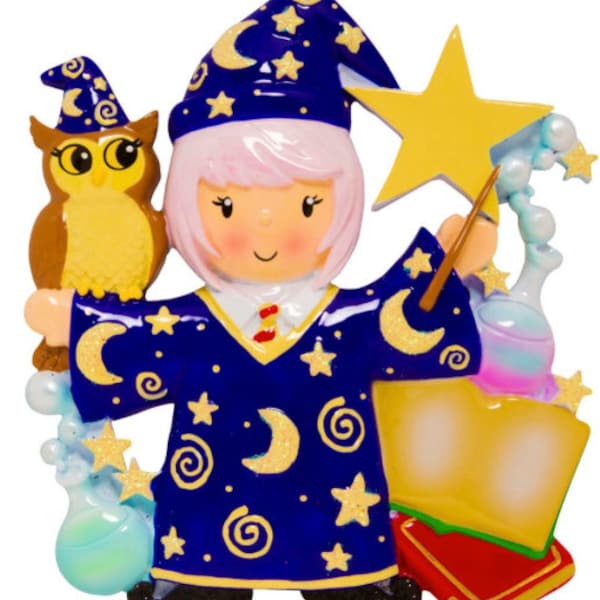 Wizard Girl  Personalized Christmas Ornament