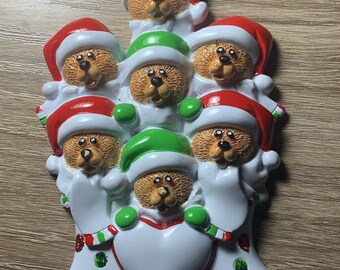 Personalised Bear Family Christmas Home or Nursery Decoration Set