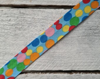 1 m cotton bevel tape Westfalenstoffe Young line bleu/colorful confetti