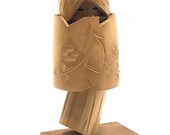 Vintage Kokeshi - 9 quot Japanese Wooden Doll in Kimono - Very Unique