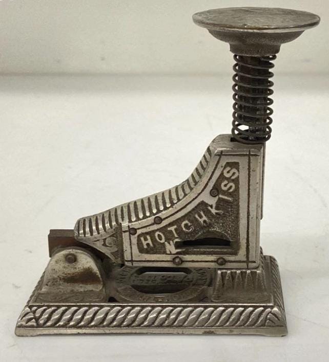 【1045】アメリカ製錬鉄のステッキ中尺25cmヴィンテージ＋活字2品 Antique Hotchkiss Stapler - C.1895 -very Cool! - Etsy
