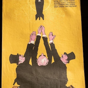 1962 Lithographic Socialism Poster - Praying to the H-Bomb - Awesome!