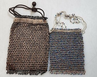 Antique Handbags - A PAIR of Vintage Hand Beaded Purses - 1920's / Flapper Style - in Good+ Condition!