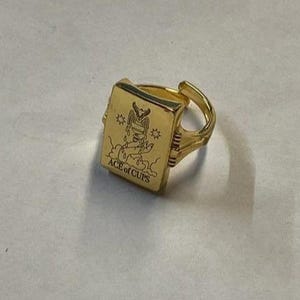 Anneau de tarot vintage doré Verameat - Taille réglable - avec boîte
