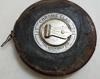 Vintage Tools - Lufkin Rule Co. Chrome Clad Tape Measure - 75 Feet! Great Patina - Perfect for Upcycle / Re-Purpose!