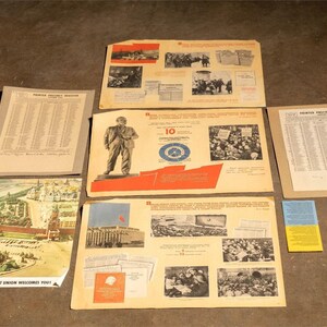 Lot Of Six Vintage Russian Propaganda Posters & Voter Registers