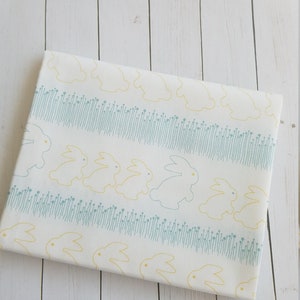 Bunny Rabbit Fabric - Blue and Yellow Fabric - Premium cotton modern fabric -