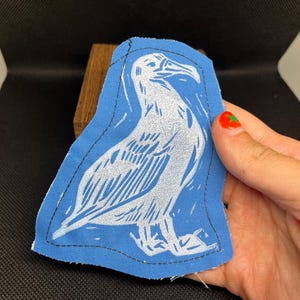 Handmade Albatross Patch | Sew on Patch | Iron on Patch | Bird Patch | Hemmed Patch | Blue Patch
