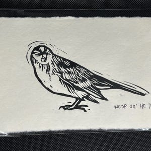 White-crowned Sparrow Print - Linocut Print - Blockprint - Bird Art - Avian Art