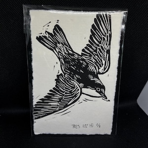 Tree Swallow Print - Linocut Print - Blockprint - Bird Art - Avian Art