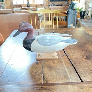 Vintage 1960s Redhead Drake Duck Decoy – Hand‑Carved Wood Working Decoy with Glass Eyes – Rustic Cabin Decor – Waterfowl Collector Gift image 9