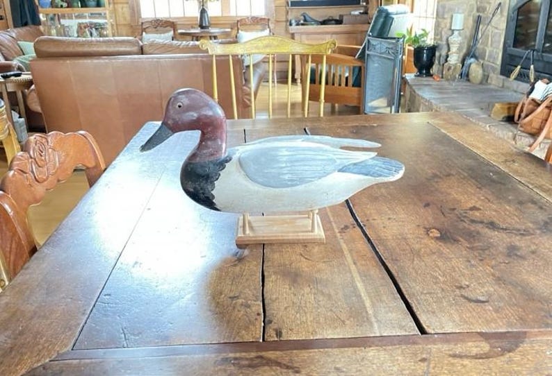 Vintage 1960s Redhead Drake Duck Decoy – Hand‑Carved Wood Working Decoy with Glass Eyes – Rustic Cabin Decor – Waterfowl Collector Gift image 9