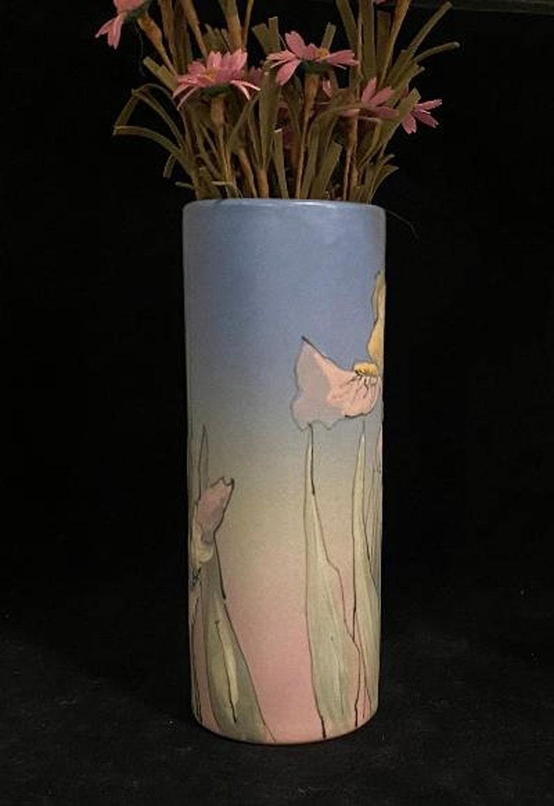 Weller Hudson Iris Vase Signed Hester Pillsbury Etsy