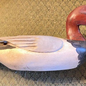 Vintage 1960s Redhead Drake Duck Decoy – Hand‑Carved Wood Working Decoy with Glass Eyes – Rustic Cabin Decor – Waterfowl Collector Gift image 5