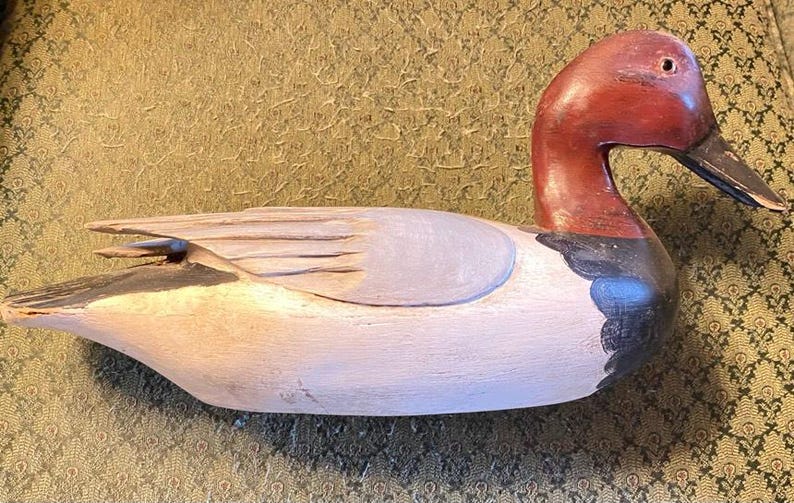 Vintage 1960s Redhead Drake Duck Decoy – Hand‑Carved Wood Working Decoy with Glass Eyes – Rustic Cabin Decor – Waterfowl Collector Gift image 5