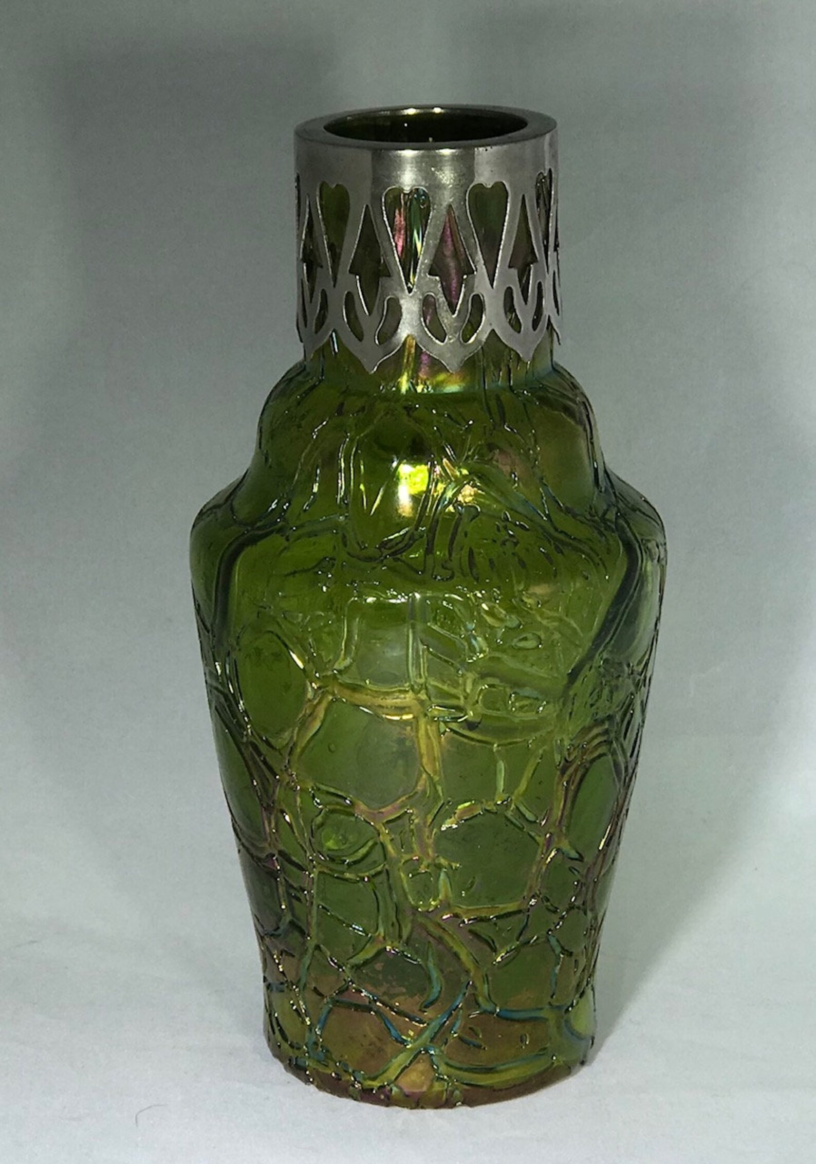 Kralik Iridescent Crackle Glass Vase Jugenstil Bohemian Etsy