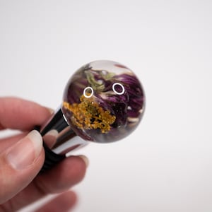 Purple Astrantia Wine Bottle Stopper: Real Dried Flower Resin Art