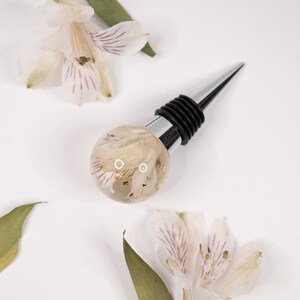 Alstroemeria Wine Bottle Stopper: Real Dried Flower Resin Art