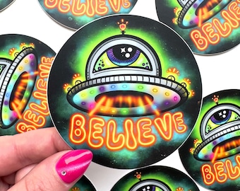 Believe In Aliens UFO Sticker