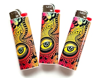 Mandala Eyeball Bic Lighter