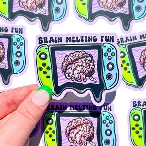 Brain Melting Fun Sticker, Gamer Sticker, Video Games Sticker, Waterbottle Sticker, Switch Sticker,Fun Video Game Sticker, Game Sticker(3X3)