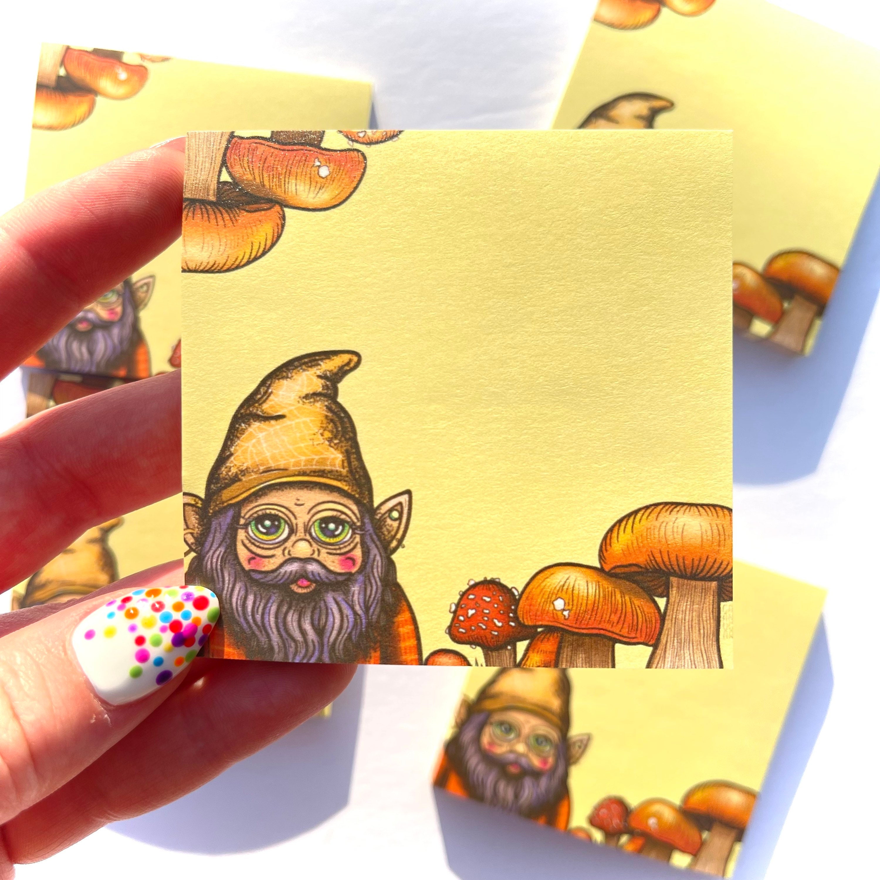 Gnome Post It Notes Gnome and Mushroom Sticky Notes Cottage Etsy