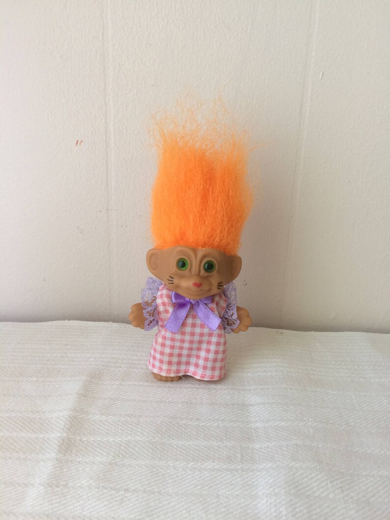 Russ Berrie Troll Doll Orange Hair Green Eyes 3 Tall Etsy