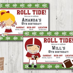 Birthday Invitation - Alabama Football Player/ Cheerleader